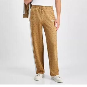 GUESS Men's Tan Logo Mojo Pant Joggers with White Stripes Size MEDIUM NWT